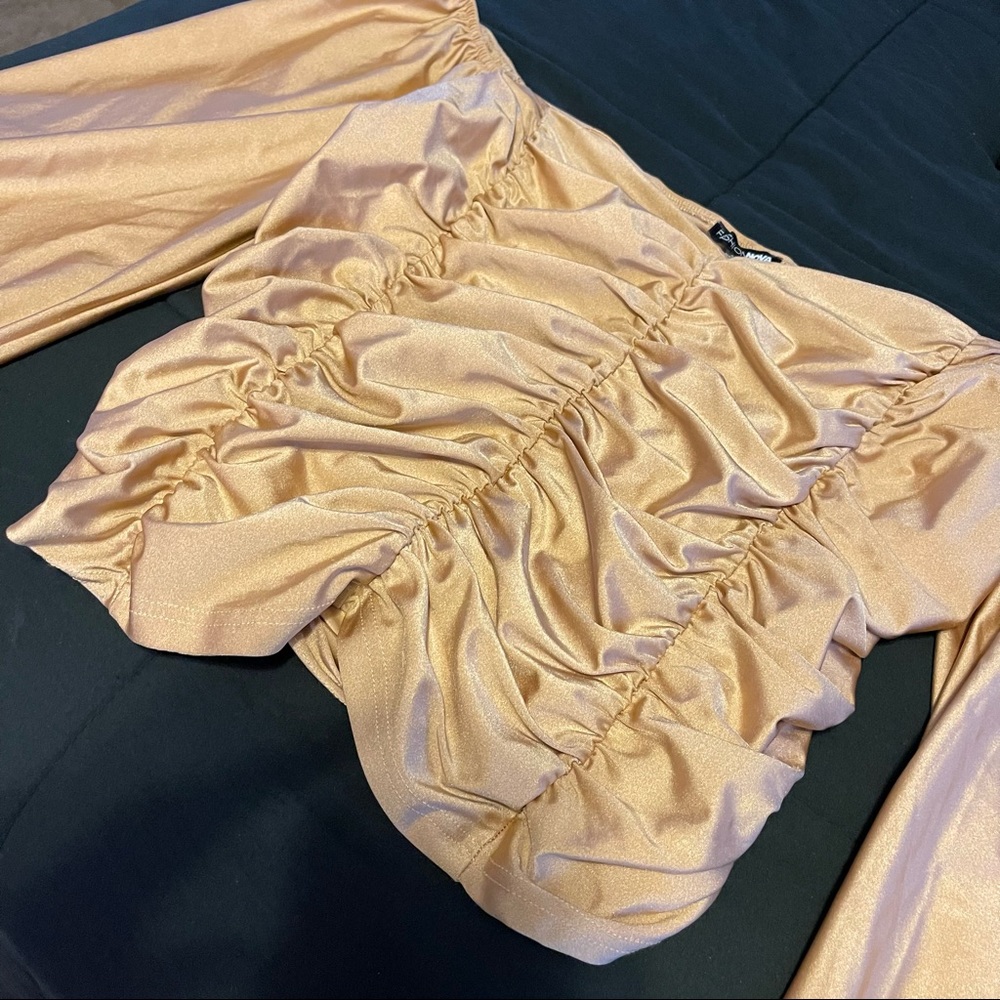 Plus Size Ruched Gold Top - Picture 3 of 5
